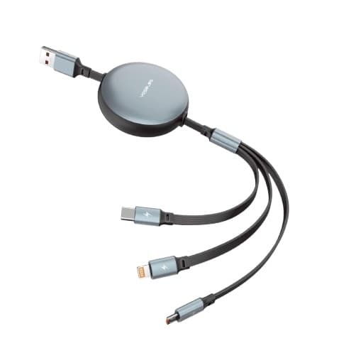 Yesplus YS 865 100 Watt 3 In 1 Retractable Data Cable view 1