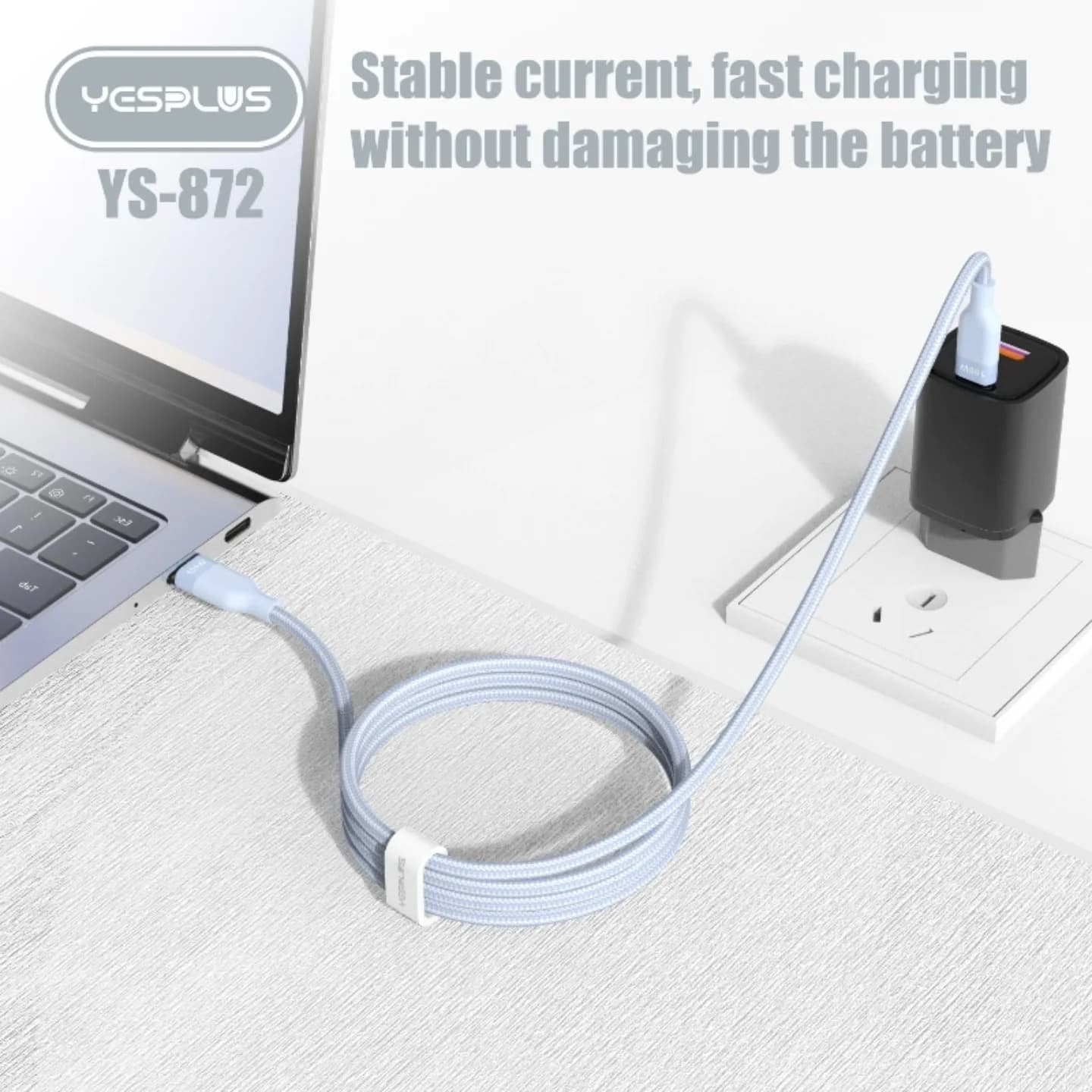 Yesplus YS-872 100 Watt Type C To C Braided Cable 1.8M view 3