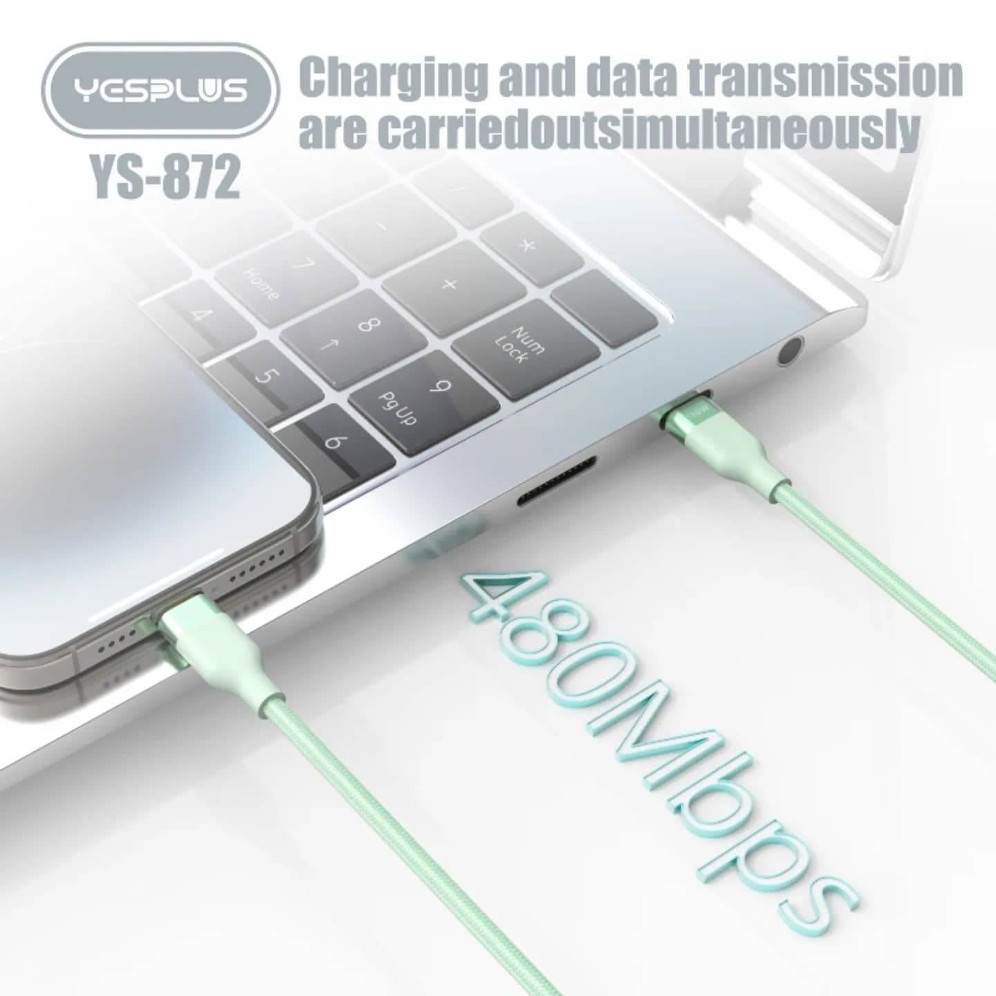 Yesplus YS-872 100 Watt Type C To C Braided Cable 1.8M view 4