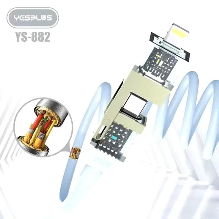 Yesplus YS-882 Spring 4 In 1 Fast Charging Data Cable (240W Quick Charge, USB Type-C & Lightning Spiral) view 4