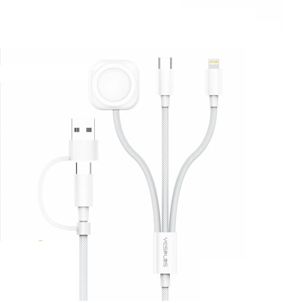 Yesplus YS878 2-in-3 Data Cable 5A Multifunctional Fast Charging Cable For Type-C, Lightning, USB-A And Watch view 1