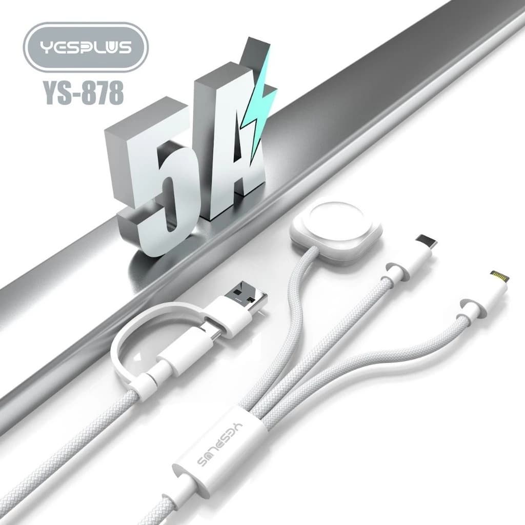 Yesplus YS878 2-in-3 Data Cable 5A Multifunctional Fast Charging Cable For Type-C, Lightning, USB-A And Watch view 4