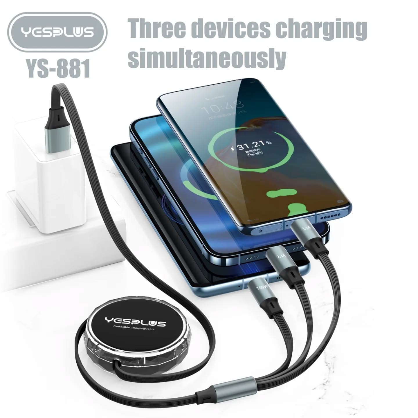Yesplus YS881 Retractable 3 In 1 Data Cable view 4