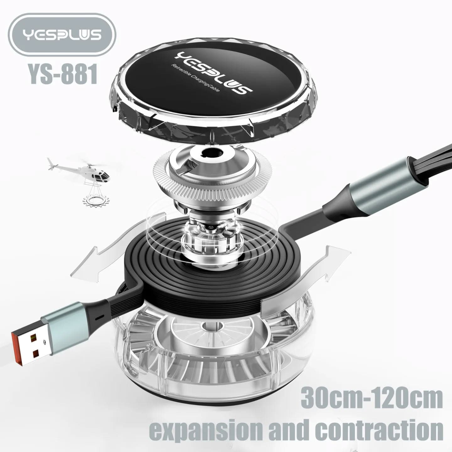 Yesplus YS881 Retractable 3 In 1 Data Cable view 3