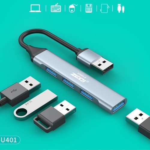 Zeqi ZE-U401 4-Port USB High-Speed USB Hub for Multiple Device Connectivity view 3