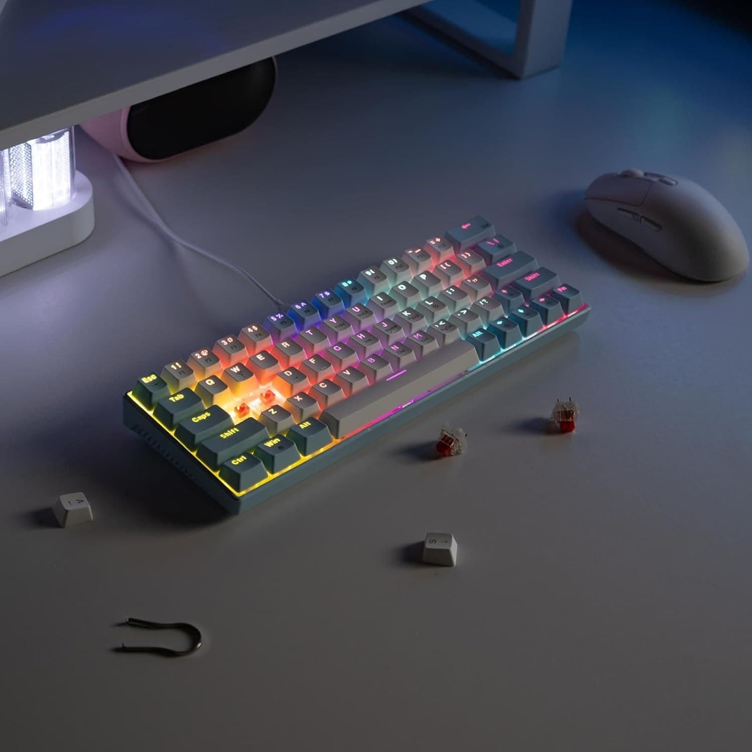 Zifriend T62 63 Keys Red Switch Mechanical Keyboard RGB Backlit Hot Swappable view 3