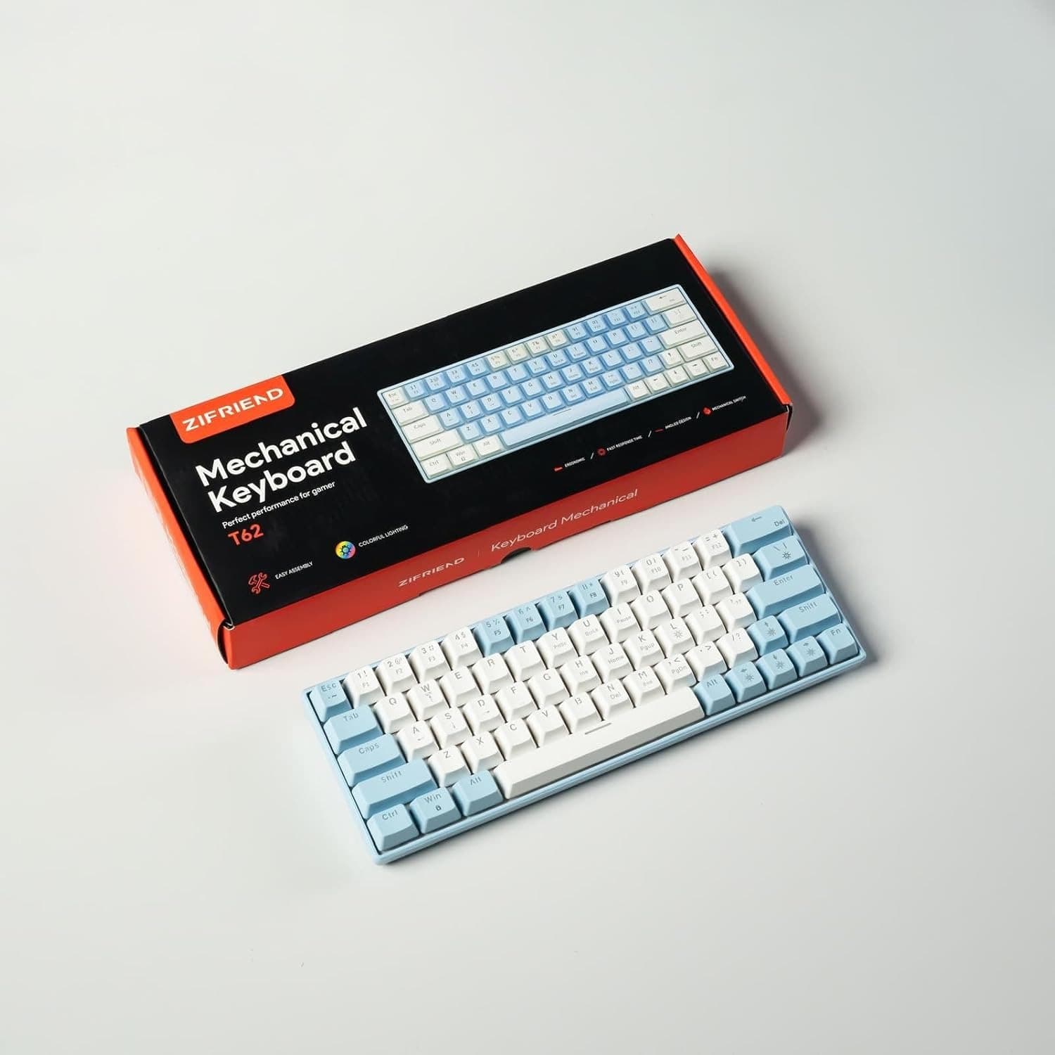 Zifriend T62 63 Keys Red Switch Mechanical Keyboard RGB Backlit Hot Swappable view 5