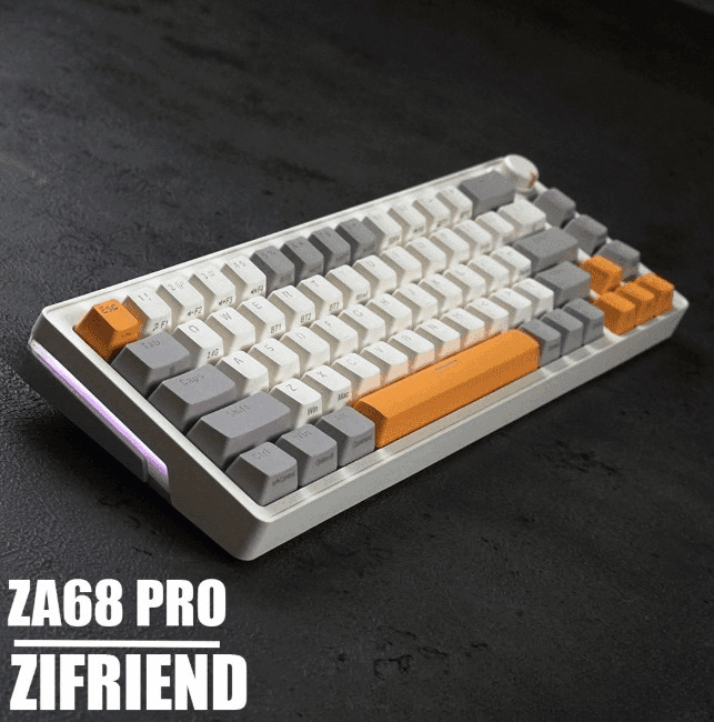 Zifriend ZA68 Pro RGB Tri Mode Wireless Bluetooth Hot Swappable Mechanical Keyboard 68 Keys With Volume Knob Gasket Mount view 1