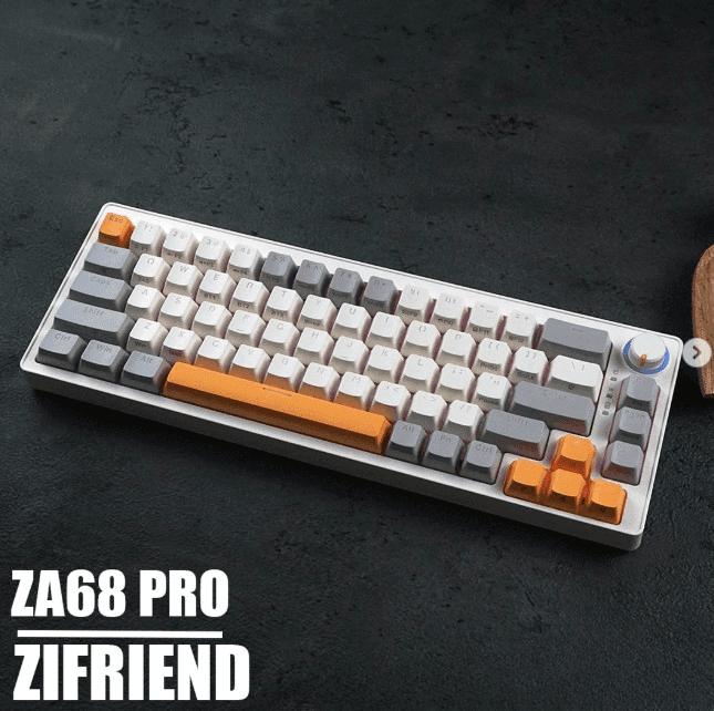 Zifriend ZA68 Pro RGB Tri Mode Wireless Bluetooth Hot Swappable Mechanical Keyboard 68 Keys With Volume Knob Gasket Mount view 5