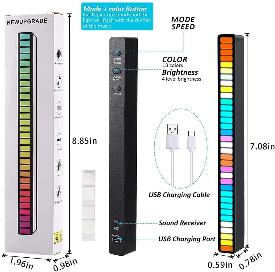 1 Piece RGB Sound Reactive LED Light Bar Sound Control Light — image 3