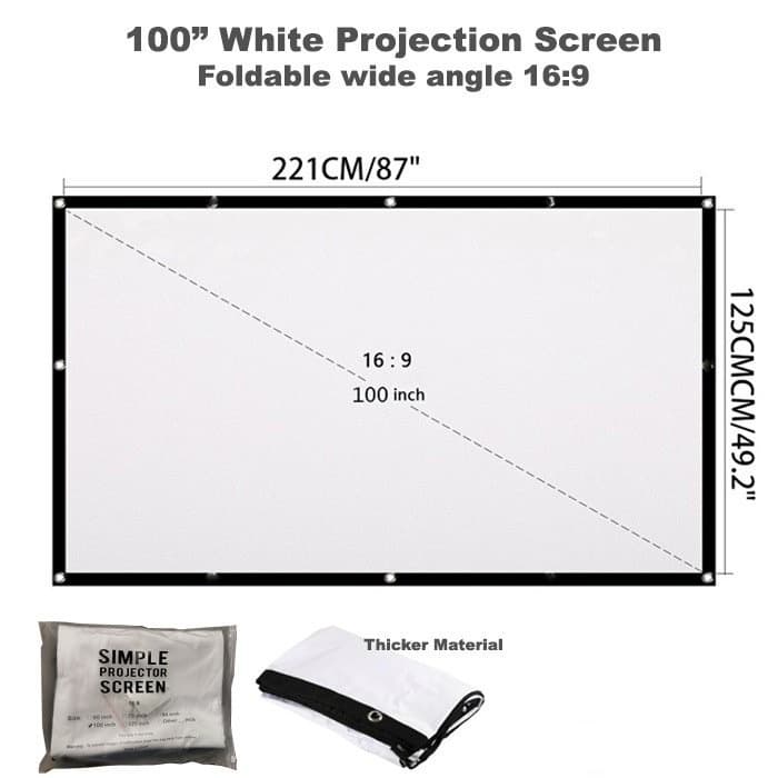 100 Inch Indoor Outdoor Dual Front Rear Portable Projector Screen — image 1
