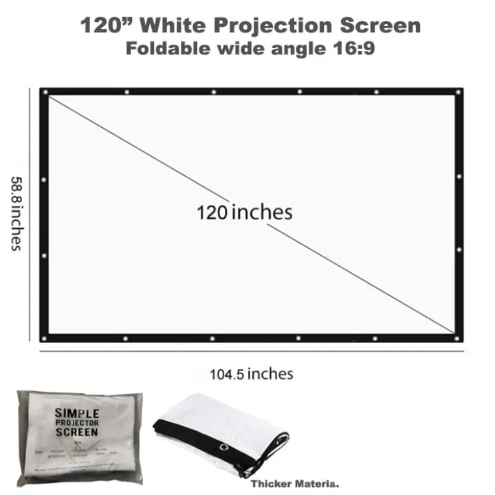 120 Inch Indoor Outdoor Dual Front Rear Portable Projector Screen — image 1