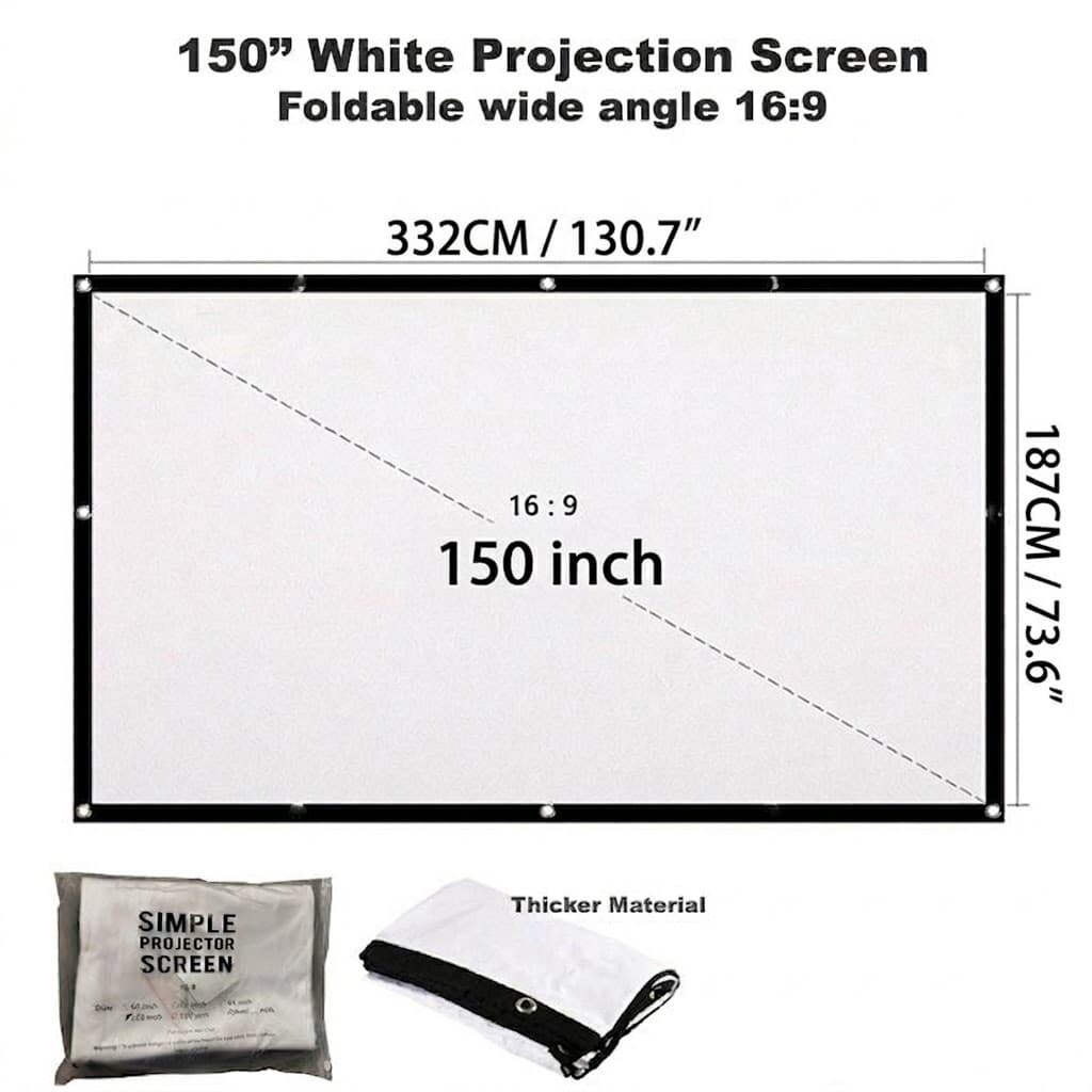 150 Inch Indoor Outdoor Dual Front Rear Portable Projector Screen — image 1