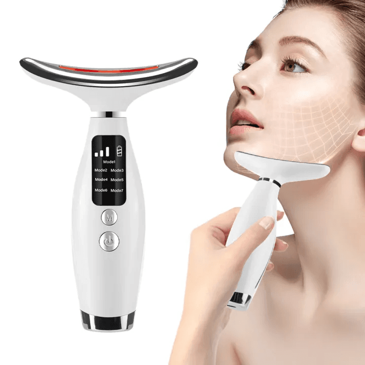 EMS Face Lifting Massager Neck Skin Tighten Device 7 Color Light LED Photon Therapy Anti Ageing Wrinkle Free Perfect Gift for Your Girl Friend , Wife , Mother — image 3