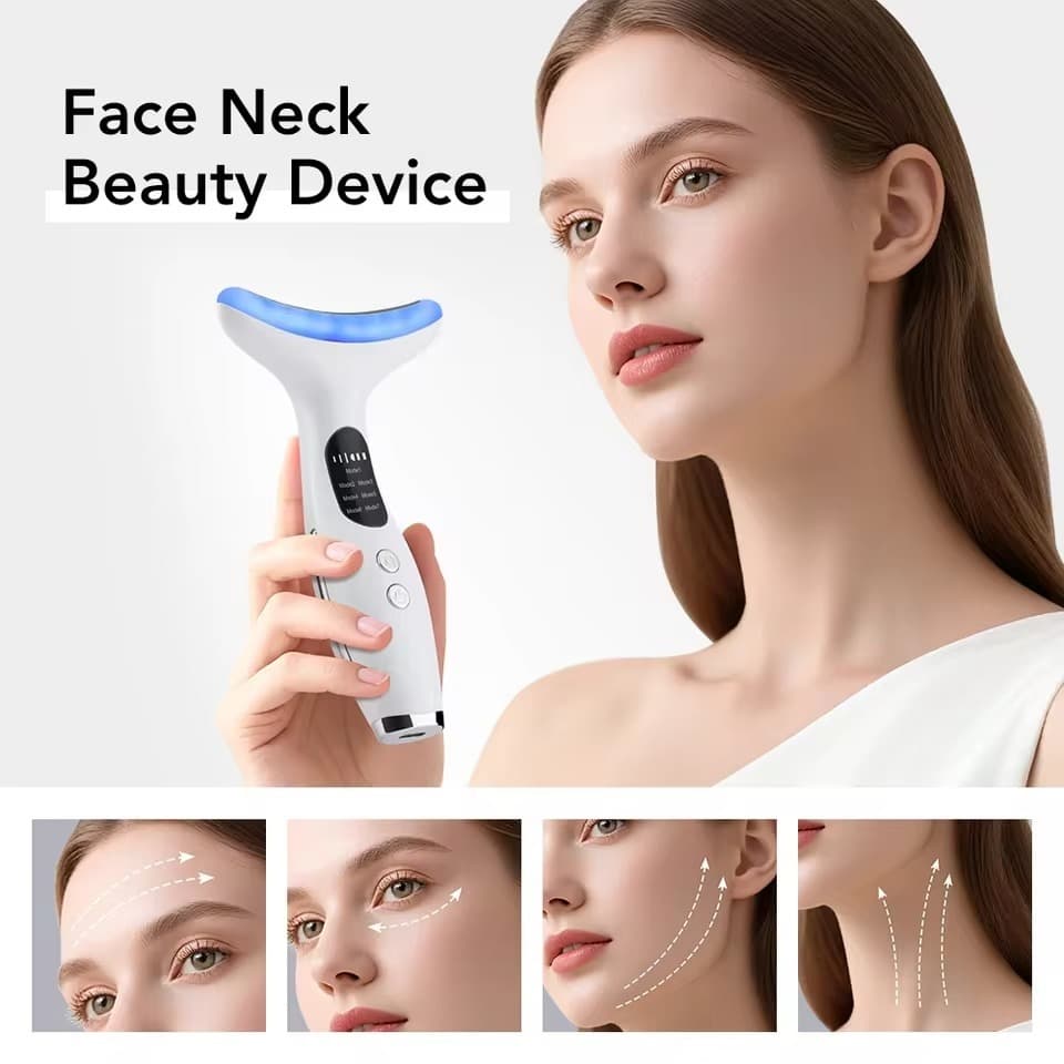 EMS Face Lifting Massager Neck Skin Tighten Device 7 Color Light LED Photon Therapy Anti Ageing Wrinkle Free Perfect Gift for Your Girl Friend , Wife , Mother — image 4