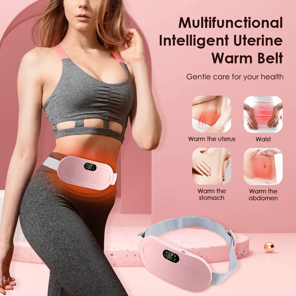 Period Belt | Menstrual Cramp Relief Heating Belt for Women | Electric Warming Pad with Vibration Massage | 3 Temperature Levels | USB Rechargeable | Portable Pain Relief Waist & Abdominal Heating Pad — image 2
