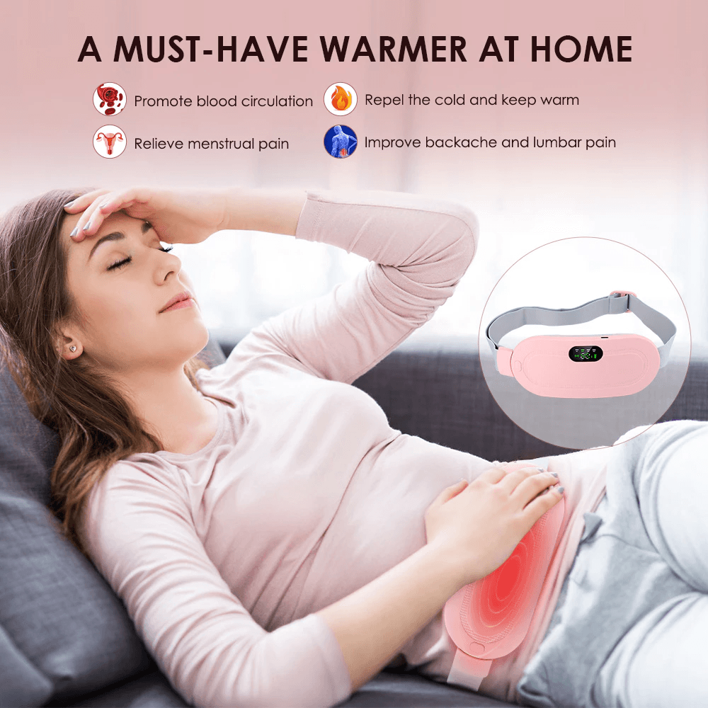 Period Belt | Menstrual Cramp Relief Heating Belt for Women | Electric Warming Pad with Vibration Massage | 3 Temperature Levels | USB Rechargeable | Portable Pain Relief Waist & Abdominal Heating Pad — image 3
