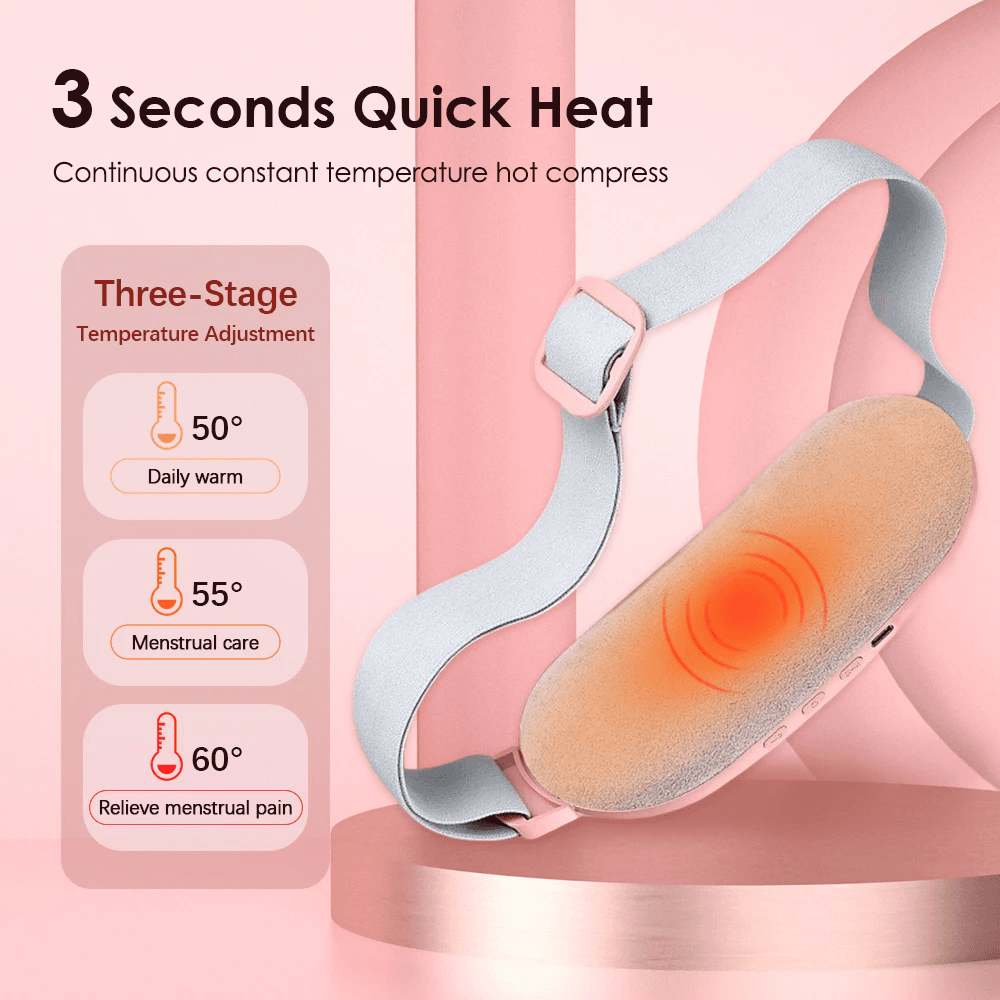 Period Belt | Menstrual Cramp Relief Heating Belt for Women | Electric Warming Pad with Vibration Massage | 3 Temperature Levels | USB Rechargeable | Portable Pain Relief Waist & Abdominal Heating Pad — image 7