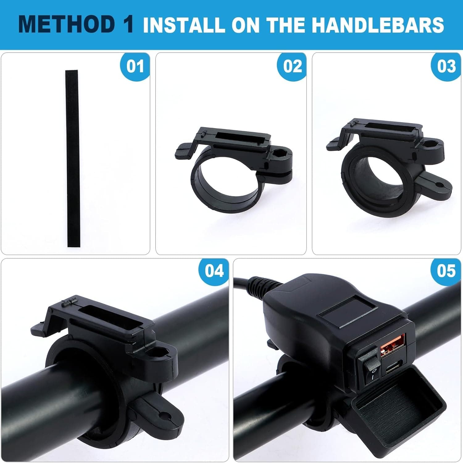2 In 1 Waterproof Motorcycle Bike Charger Type-C & USB & Power Switch — image 4