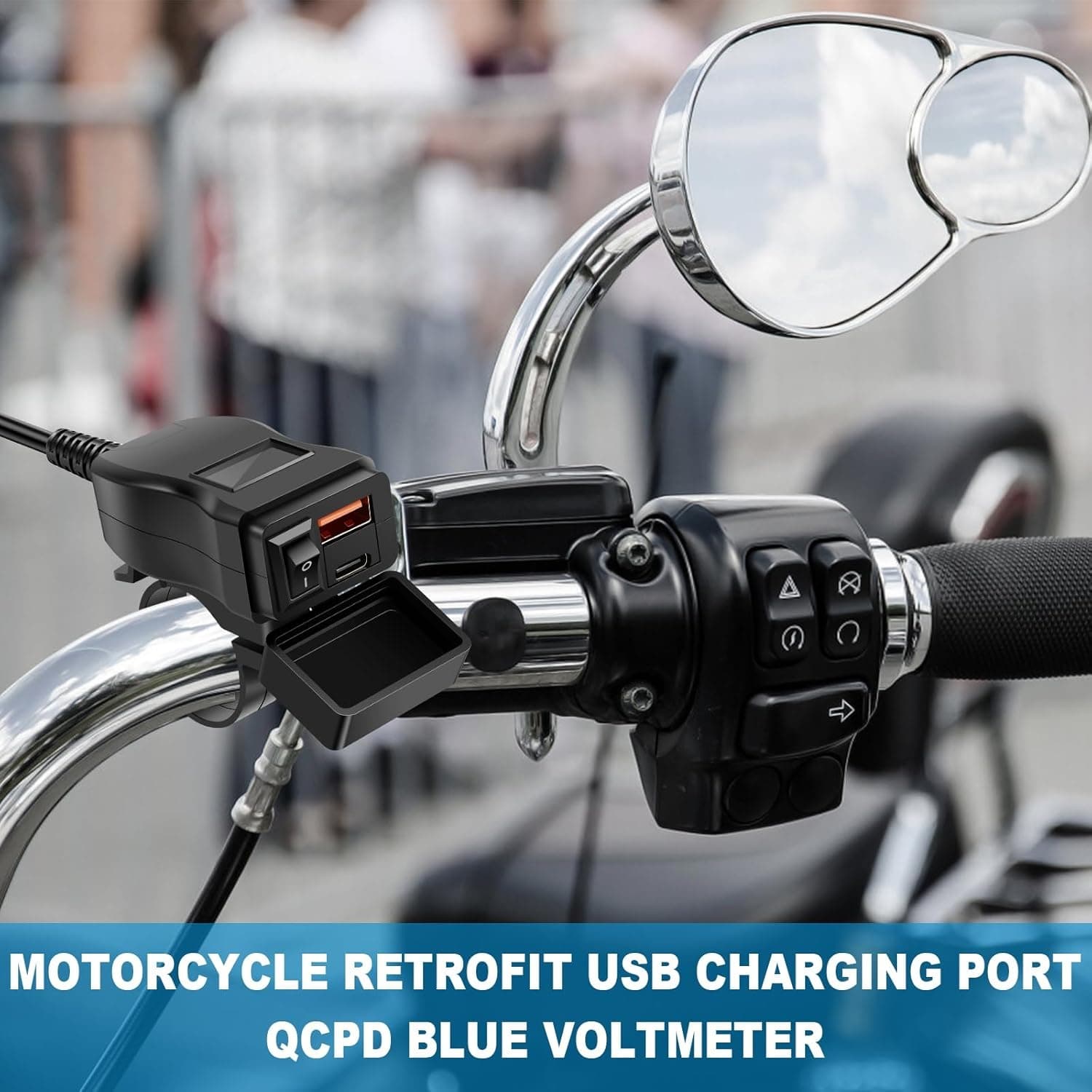 2 In 1 Waterproof Motorcycle Bike Charger Type-C & USB & Power Switch — image 3