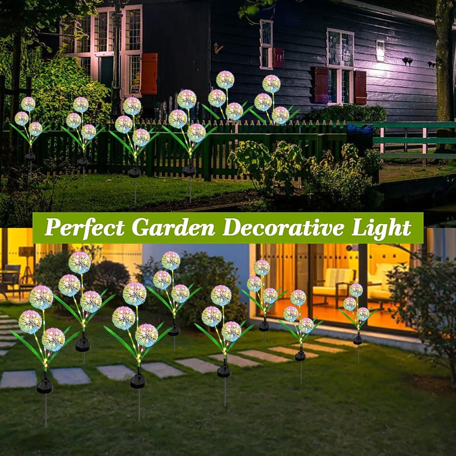 2 Piece Outdoor Solar Garden Dandelion Lights With Color changing 2 Modes IP65 Waterproof — image 3
