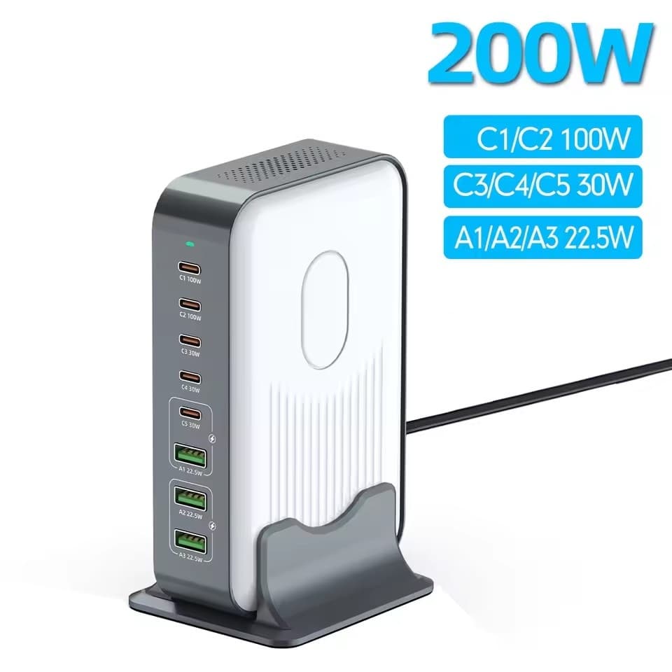 200W 6 Port PD Fast Charger For PD3.0 USB C 100W USB A 22.5W Universal For Phone Tablet Laptops — image 1