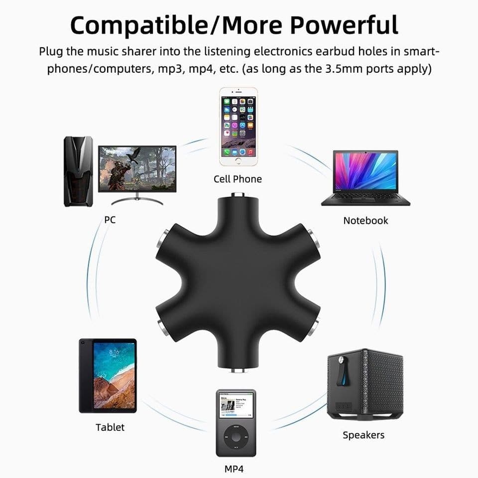 3.5mm Audio Aux Cable Splitter 1 Male to 5 — image 3