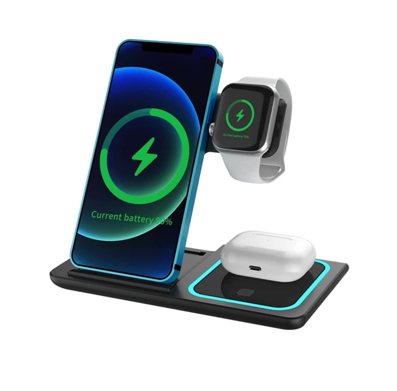 3 In 1 Foldable Wireless Charger Station For Phone Watch And Earbuds — image 1