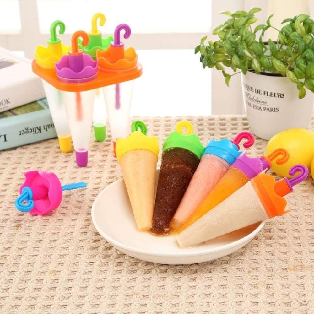 6 In 1 Umbrella Style Ice Candy Stick Popsicle Mold & Kulfi Frozen Stick Ice Cream Maker — image 3