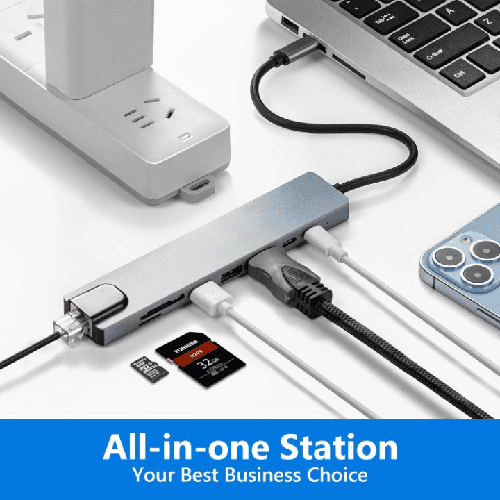 8 In 1 USB Hub C To HDMI RJ45 Adapter — image 2