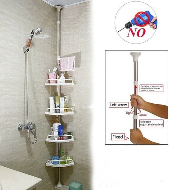 Adjustable Multi Corner Shelf No Tools 4 Tier Multi Use Corner Rack Shelf Holder Storage — image 3