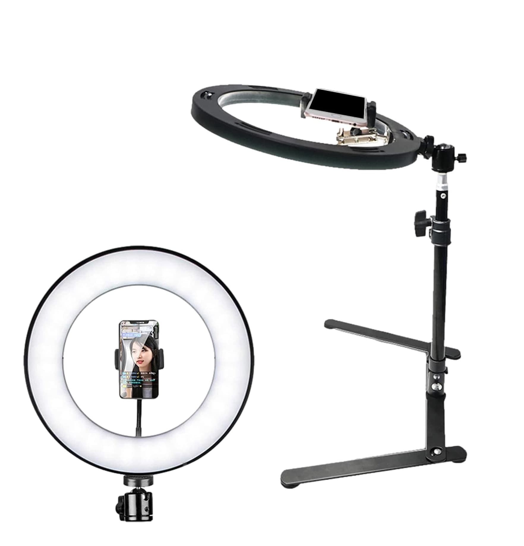 Adjustable Ring Light Phone Stand Tripod Mount For Vlogging & Live Streaming 10 Inch — image 1