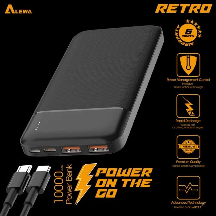 ALEWA RETRO 10000mah Power Bank Fast Charging Rapid 2x Recharge Digital Display — image 2