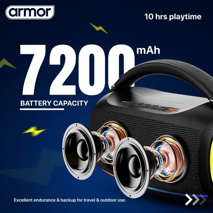 Armor AR Bass Pro 40W Portable Bluetooth Speaker With Heavy Bass 7200mAh Battery IPX5 Water Resistance — image 5