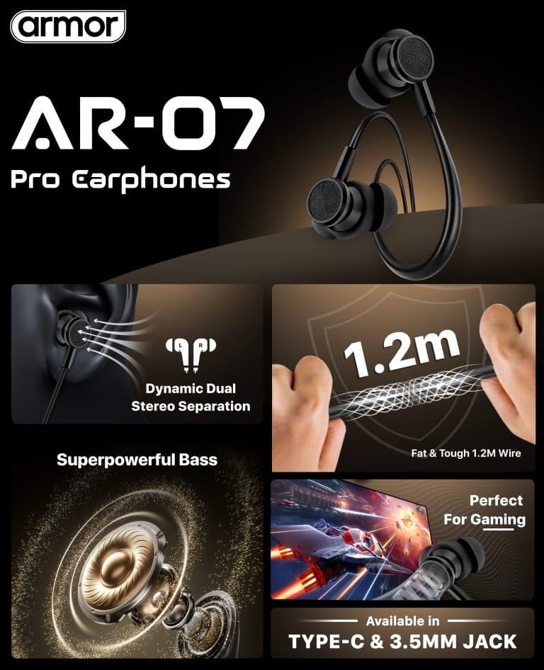 Armor AR07C Pro Type-C Wired Earphones With Powerful Bass And HD Clear Calling — image 3