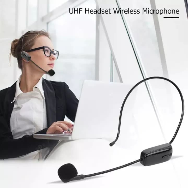 AY 102 Handheld UHF Wireless Double Microphone Headset Teaching Voice Amplifier — image 2