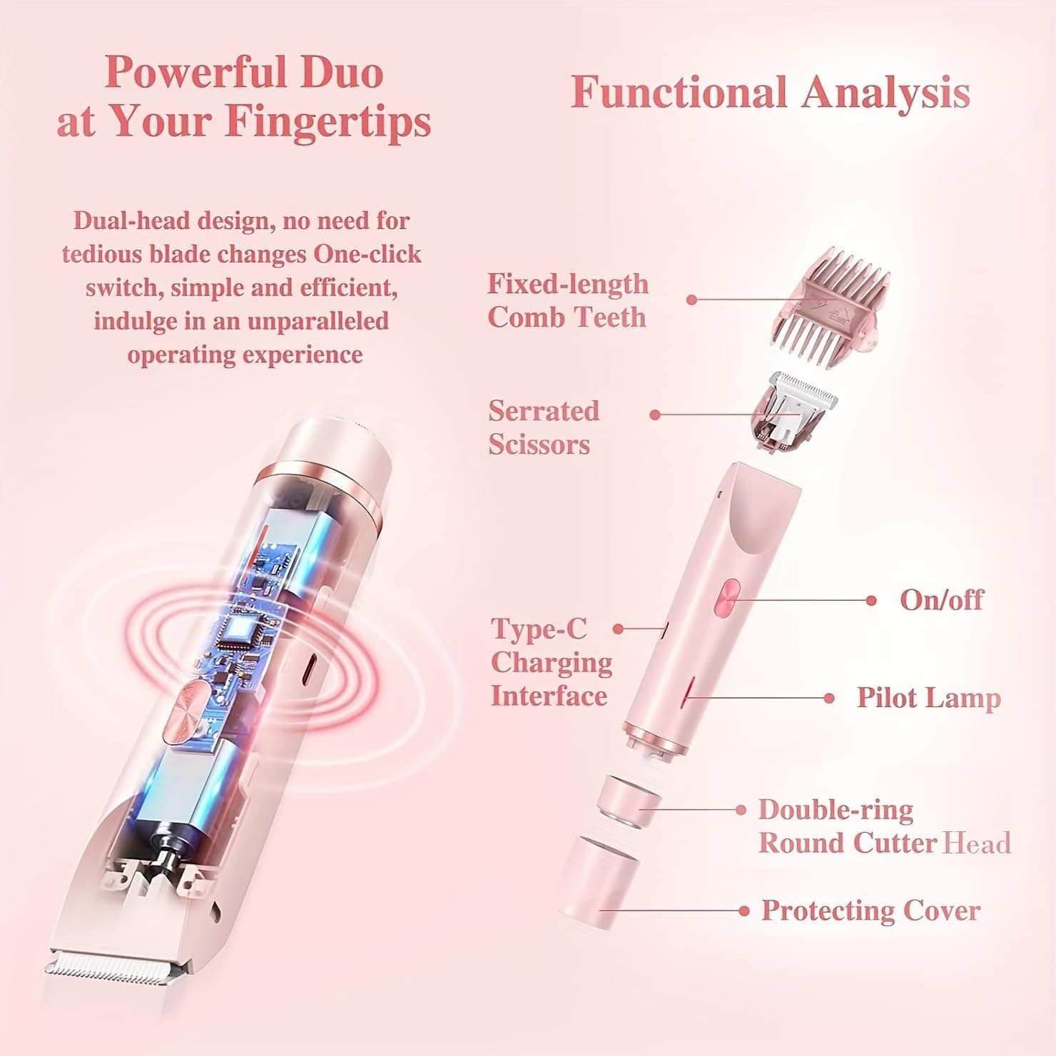 Bikini Shaver Dual Head Rechargeable Multi-Purpose Hair Trimmer Shaver 2-in-1 — image 2