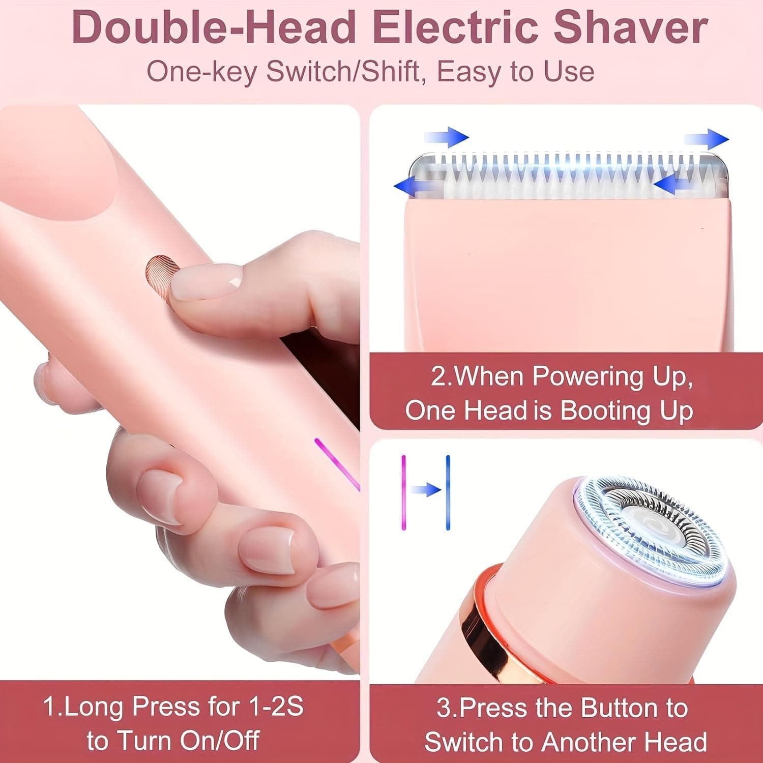 Bikini Shaver Dual Head Rechargeable Multi-Purpose Hair Trimmer Shaver 2-in-1 — image 3