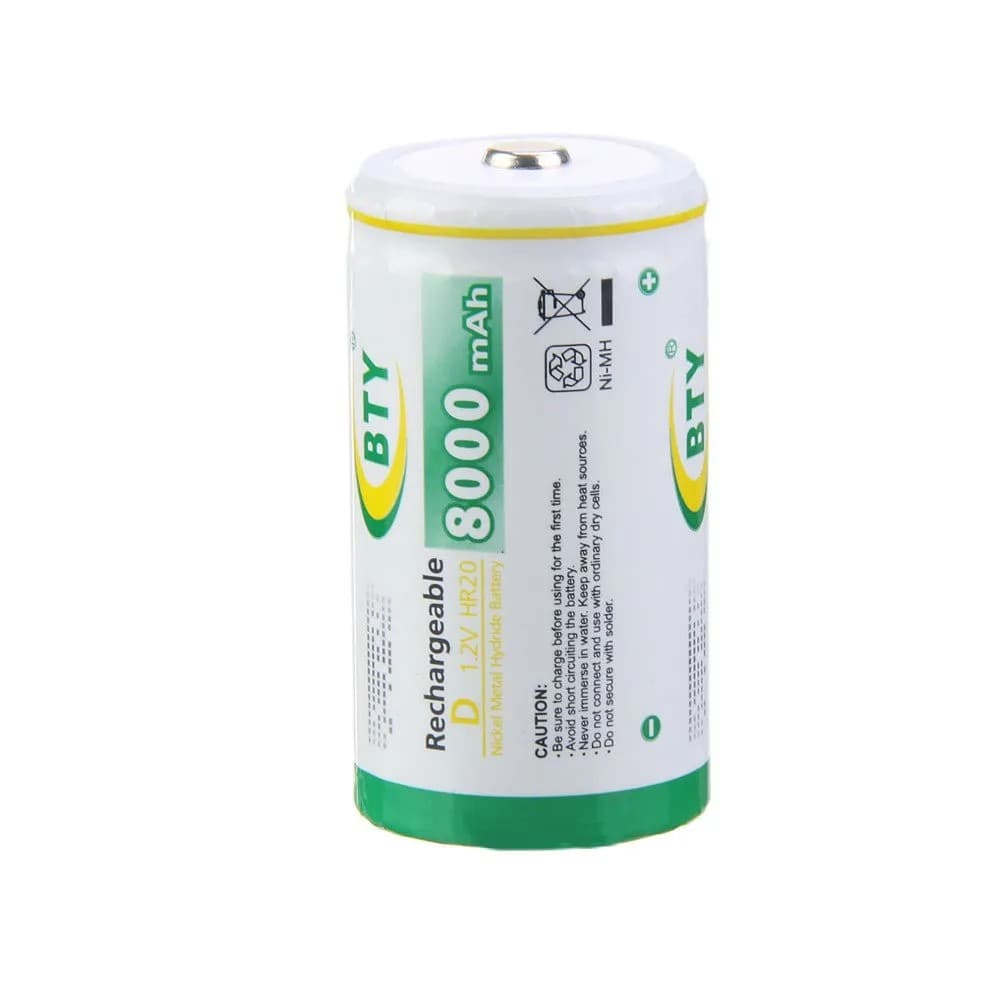 BTY D8000 Rechargeable Battery Size D 1.2 V HR20 NiMH 8000mAh 1.2 V Battery — image 1