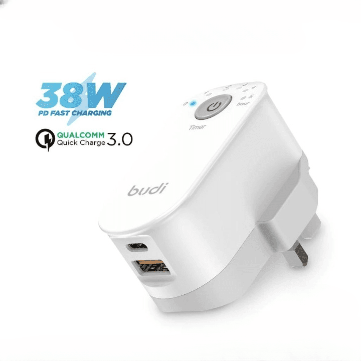 Budi 38W Timer Charger Adapter USB Type C Fast Charging Plug PD QC 3.0 — image 1