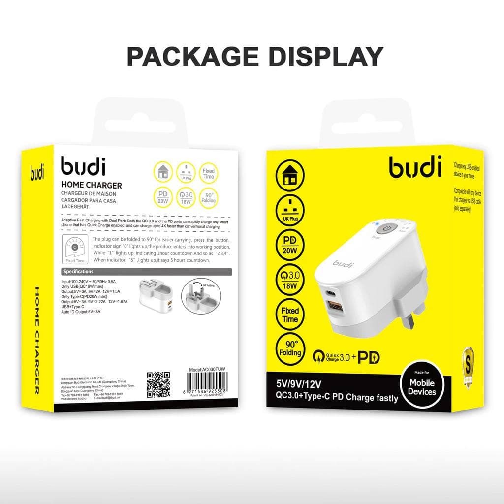 Budi 38W Timer Charger Adapter USB Type C Fast Charging Plug PD QC 3.0 — image 4
