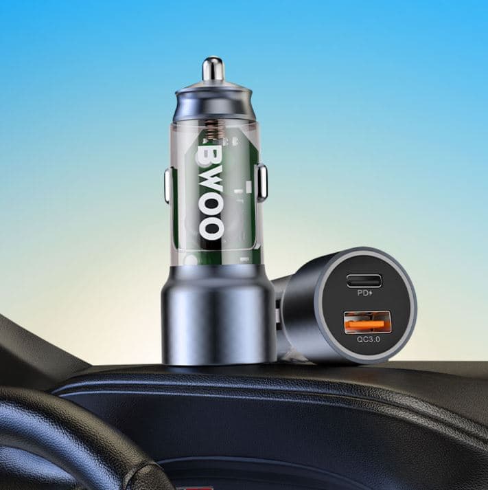 BWOO CC95 43W USB-C Car Charger 2 Ports Transparent — image 1
