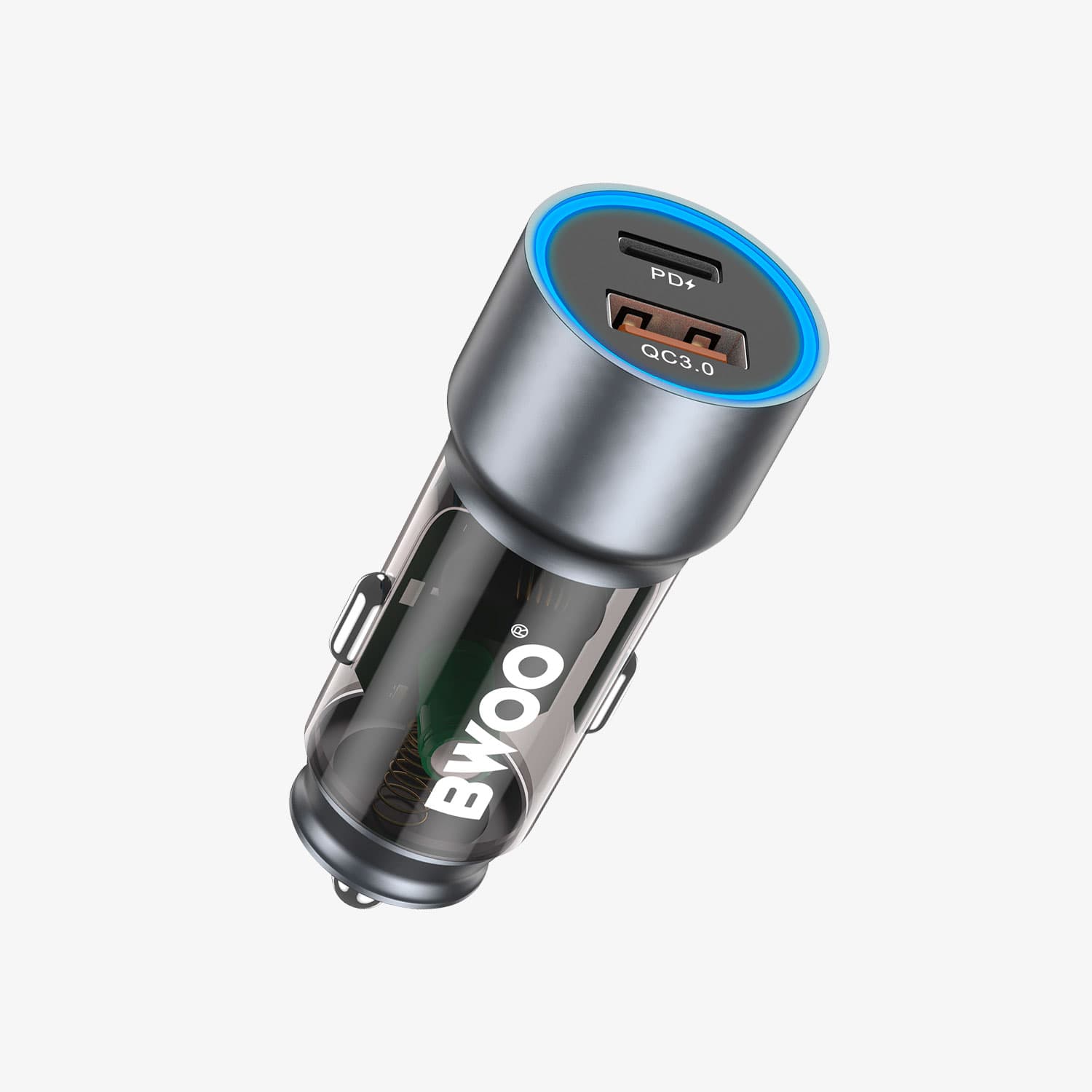 BWOO CC95 43W USB-C Car Charger 2 Ports Transparent — image 2