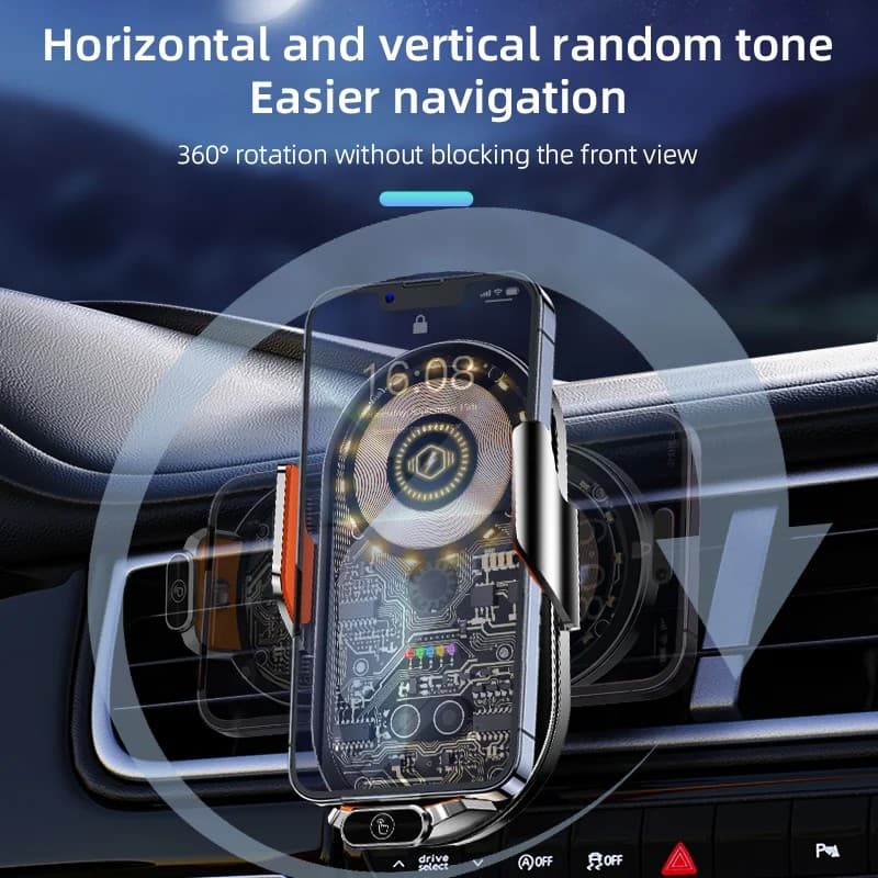 C13 15W Magnetic Wireless Car Charger Phone Holder — image 2