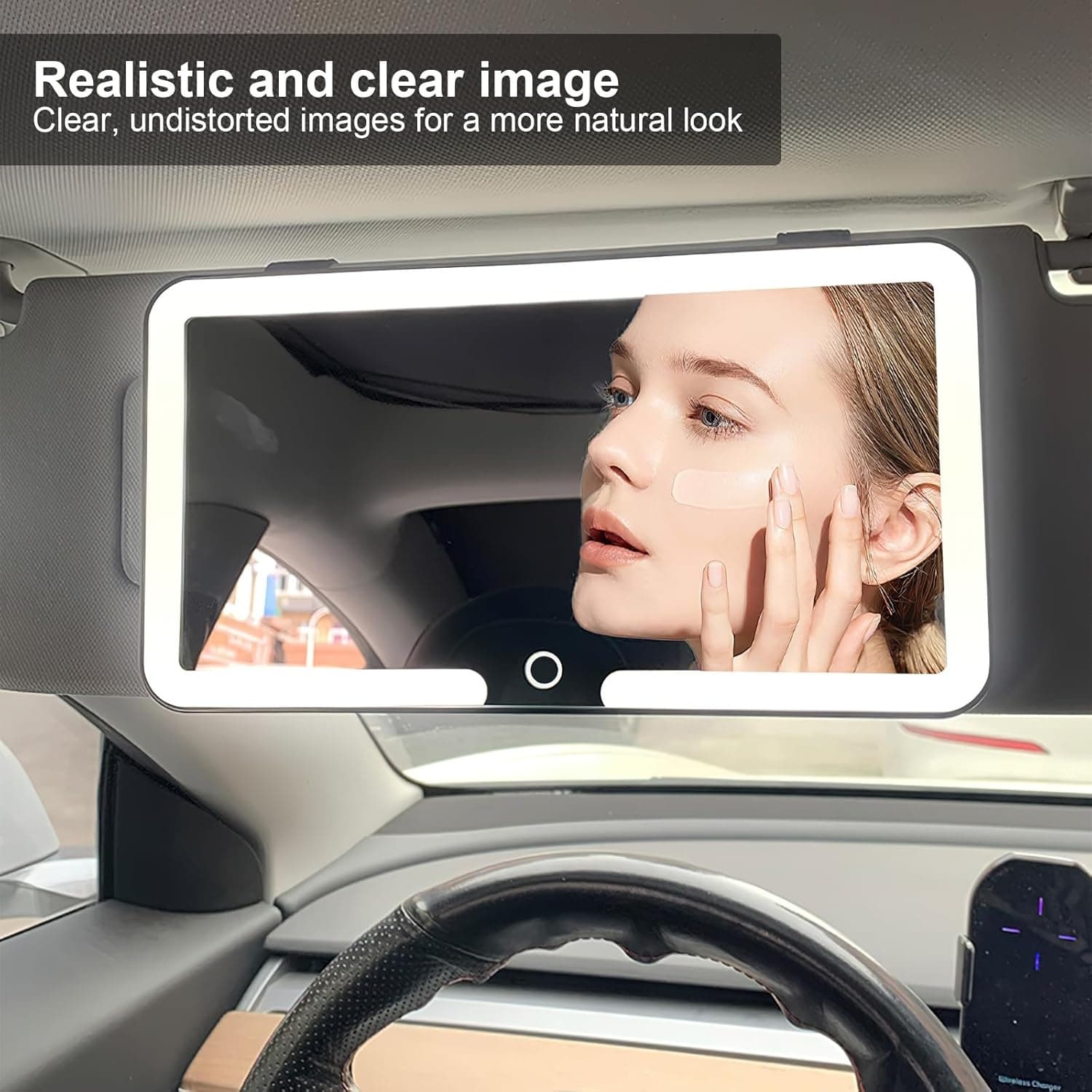Car Sun Visor Vanity Mirror LED | Rechargeable 3-Mode Travel Mirror — image 2