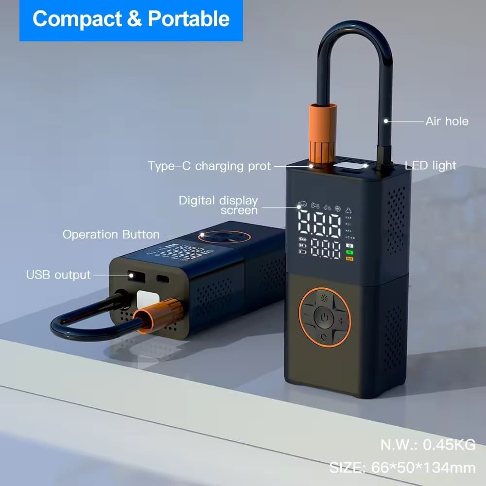 CZK5641 Smart Cordless Dual Digital Car Air Pump With Power Bank Feature And LED Light — image 3