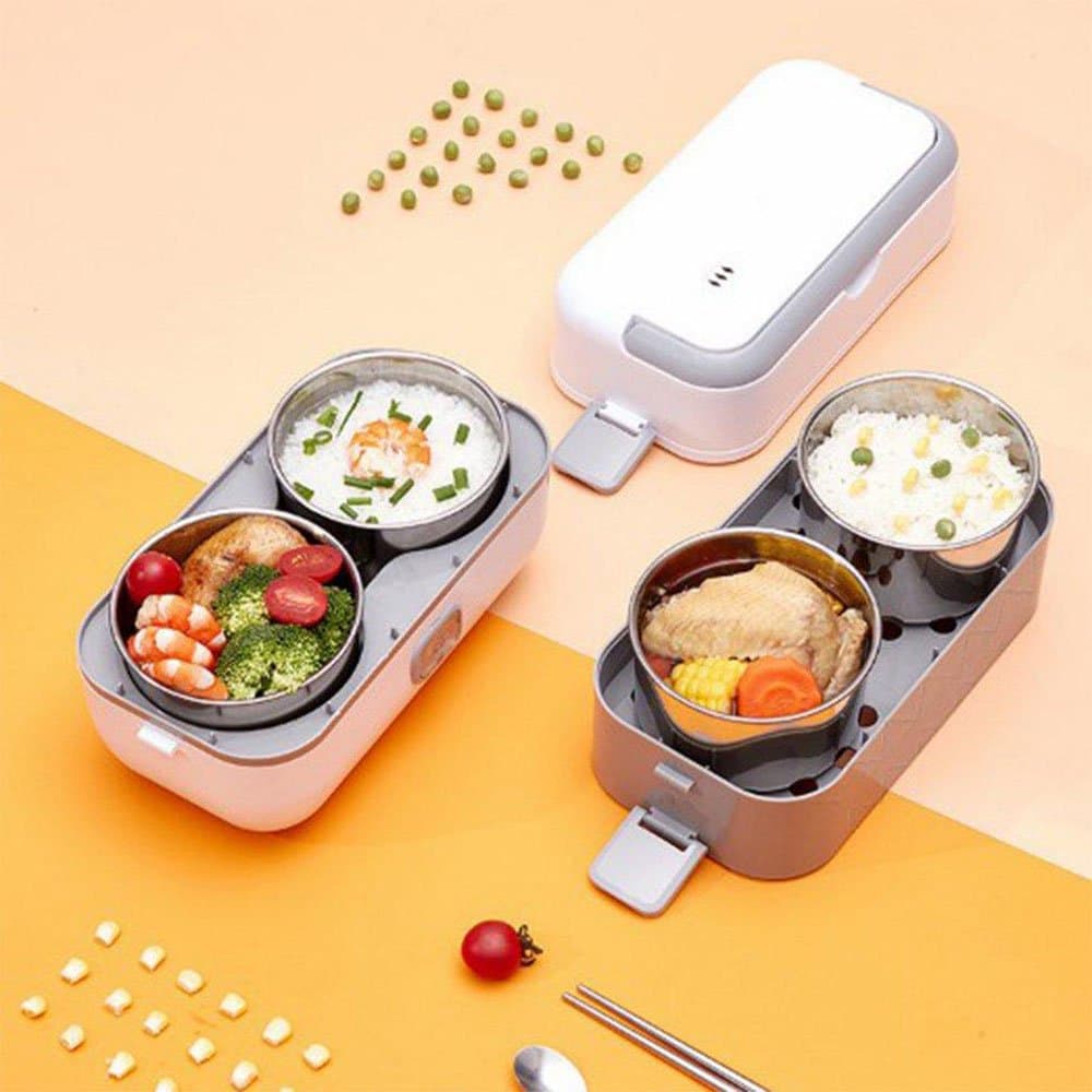 Electric Lunch Box 2 Layer Portable Food Warmer Heating Food Grade Stainless Steel Container — image 3