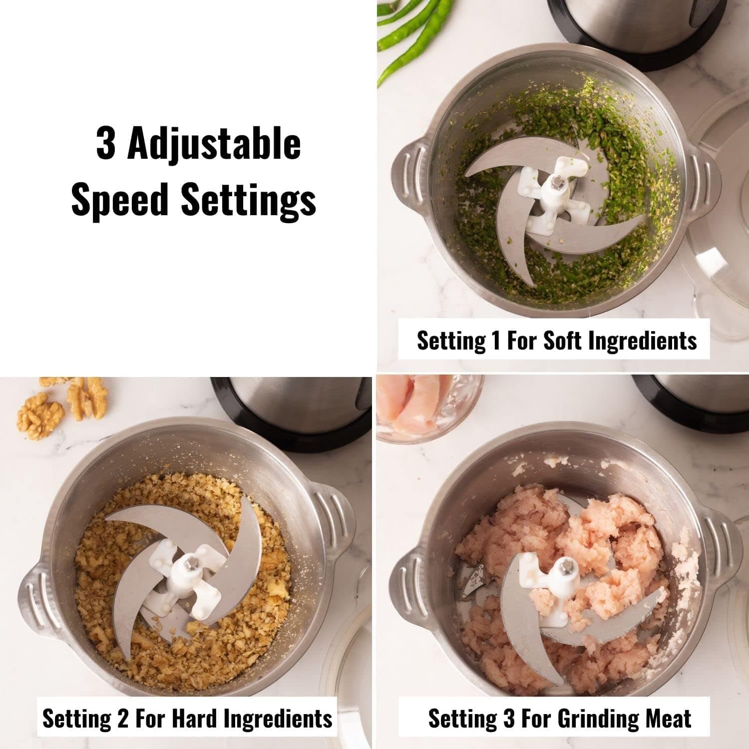 ELECTROMAX 3.5 Liter Meat Grinder Food Chopper Stainless Steel Kitchen Food Processor — image 4