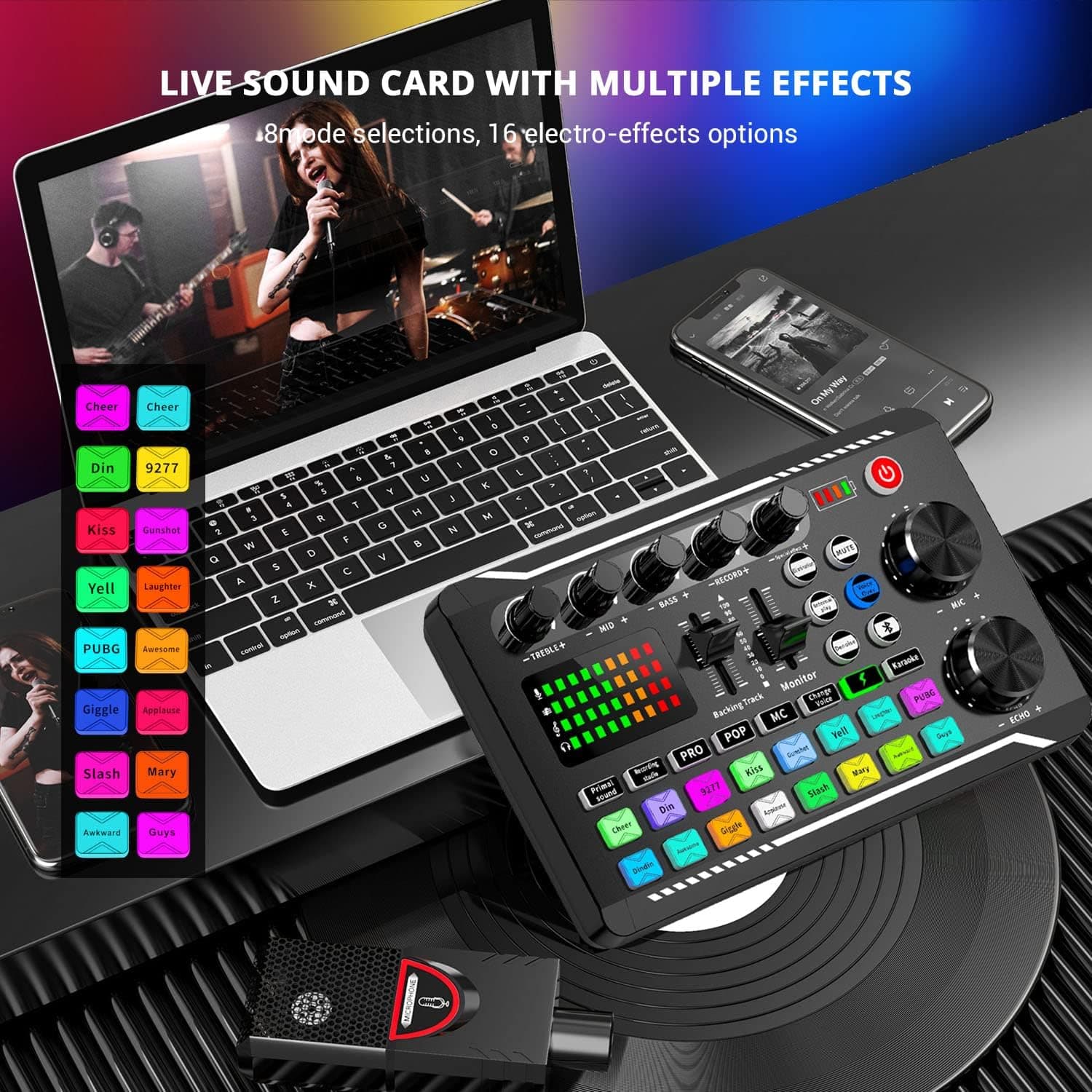 F998 Live Sound Card Audio Mixer Podcast Audio Interface — image 3