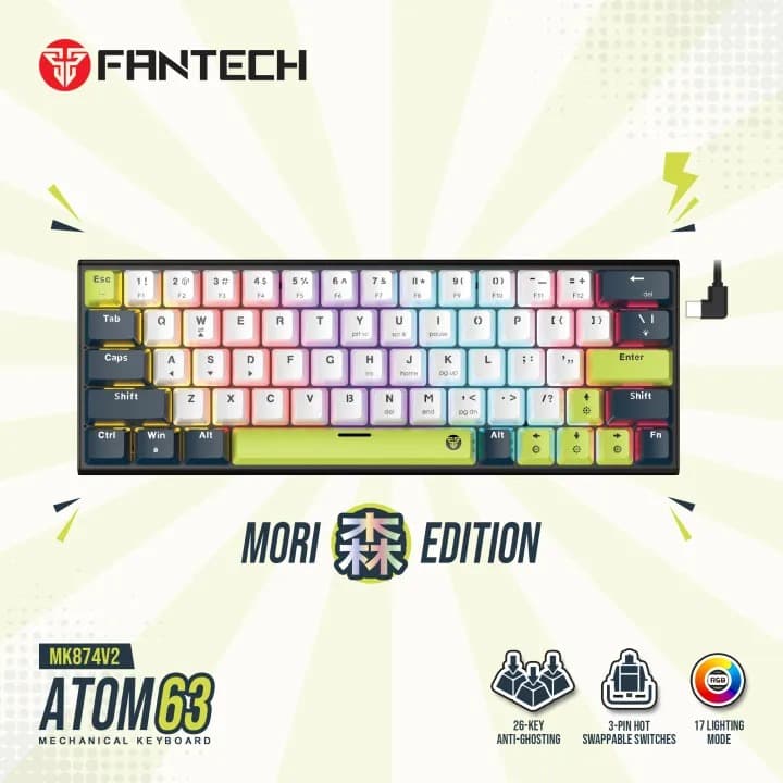 Fantech ATOM 63 Mori Edition Wired Mechanical Keyboard (63 Keys, Hot-Swappable, RGB) — image 1